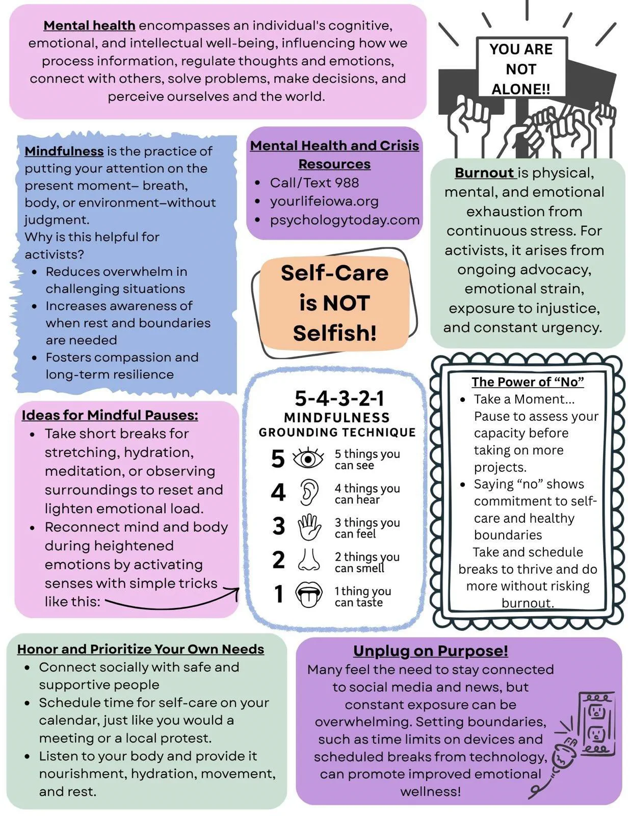 Mental health and self-care resources for activists